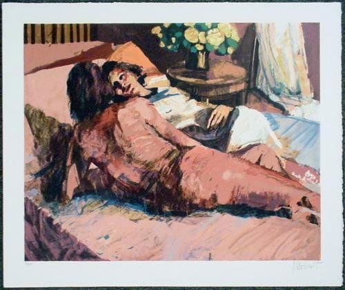 Aldo Luongo EVENING Impressionistic Signed LE Art Print: This romantic signed, limited edition fine art print is by noted contemporary post-Impressionist, Aldo Luongo: * Title: "Evening" * Serigraph on Arches * Sheet size: 24 × 28½ * Image size