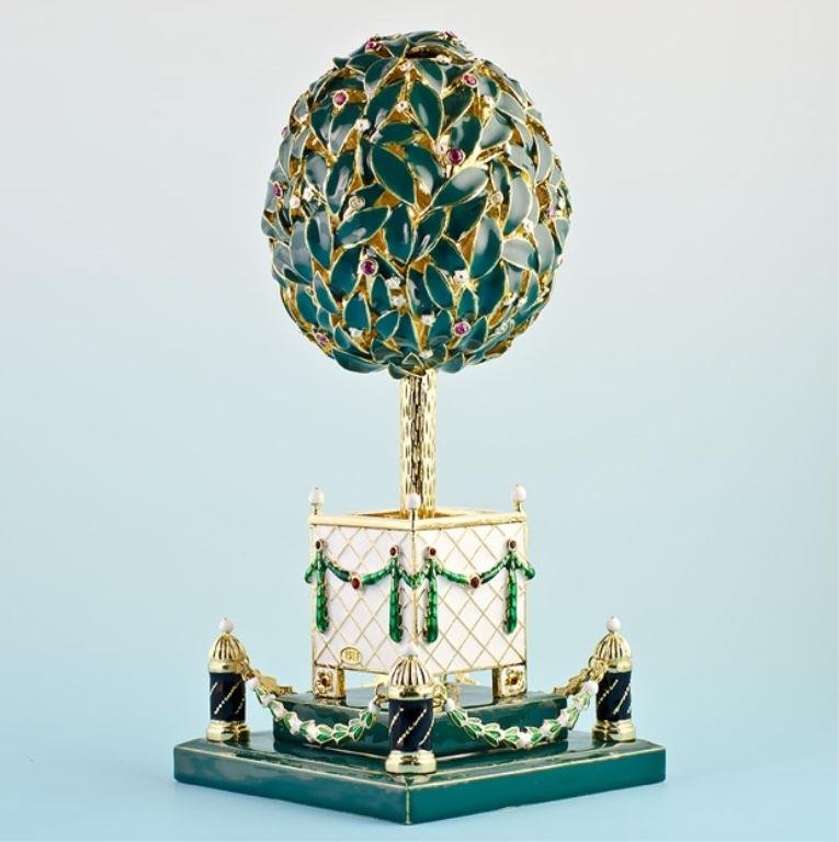 Laurel Tree Faberge Egg: The Laurel tree egg (also known as the Orange tree egg) is a jeweled carved enameled Easter egg made under the supervision of the Russian jeweler Peter Carl Faberge in 1911, for Nicholas II, T
