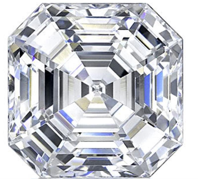 Bianco 6 Carat Asscher Cut Diamond: Bianco 6 Carat Asscher Cut Diamond.bianco is the mark for high quality crystallographically isometric gems that correlate, in some ways to Moissanite. An extremely rare gem, discovered in mete