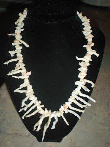 Vintage Coral Branch White and Salmon Necklace