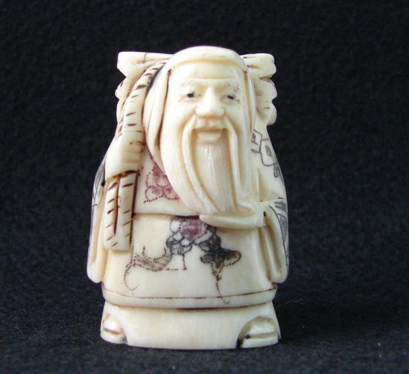 Handcarved Ox Bone Netsuke Figure