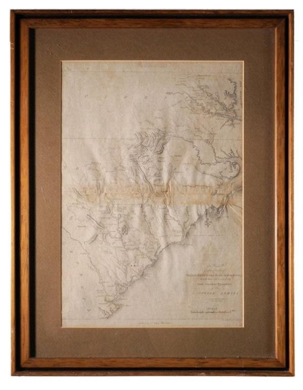 Revolutionary War Map of the Southeast US - 2