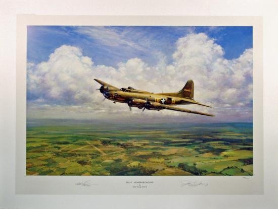 Aviation Art Belle...Homewardbound Young B-17: Capt. Robert K. Morgan and his crew climb out over the English countryside and the eighth Air Force Base, Bovingdon, 9 June 1943. this time, having compleated their 25th mission over enemy territory t