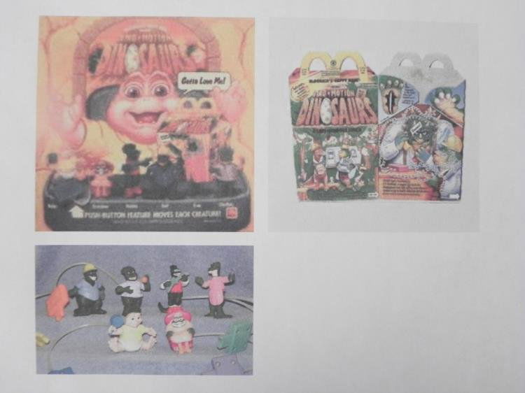 1993 Dino-Motion Dinosaurs Happy Meal Store Promo MIB: This is a McDonald's Happy Meal promotion tie-in to the popular television show "Dinosaurs." This kit was made as a promotional restaurant display. It is in mint condition in the original packages, an