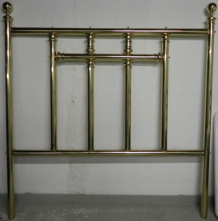 Antique Brass Queen Size Bed Frame w/Globe Finials: This is an antique queen size brass bed frame. It is all brass, which has been professionally treated to maintain the surface. A few spots will need tending to, but overall it has a vivid sheen. Globe