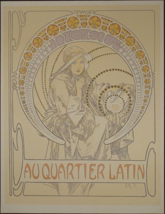 Alphonse Mucha : Noel Art Nourveau Print: In this print Mucha portrays those fantastic flowing forms that create the essence of Art Nouveau beauty.Artist: Alphonse Mucha Title: Noel Paper Size: 32 x 24 1/2 inches. Notes: Lithograph