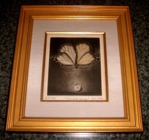 Pinned Drop Mezzotint By G.H. Rothe Framed to 20x23: G. H. Rothe. 1935-2007. Born as the daughter of a master goldsmith, G.H. Rothe grew up at WiedenbrÃ¼ck a small town in the heart of Germany. Her first training was of a technical kind co