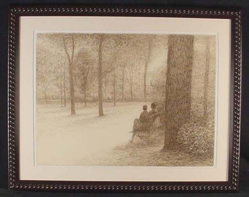 1976 Altman Original Conte Drawing SEATED COUPLE Framed: Offered here is an original Conte pencil drawing by well-known American artist, Harold Altman: Title: "Seated Couple" 1976 Conte pencil on paper Signed by the artist in pencil LL Drawing: 22 × 30