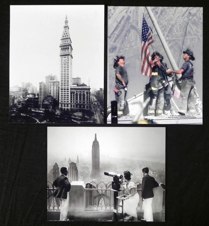 3 New York Photos - Empire State, Ground Zero, Clock: Here are a three photos that relate to New York. * * These are 8 x 10 black & white glossy high quality archive reprints. All are in excellent condition. * * * They feature: * * Empire State Build