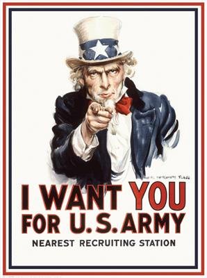 James Montgomery Flagg Uncle Same Poster Print WWII: Here is a poster print of the most well-known image of Uncle Sam. * Artist: James Montgomery Flagg Title: I Want YouMedium: Print on paper Paper Size: 26 1/4 x 19 1/2 inches Condition: Excellent