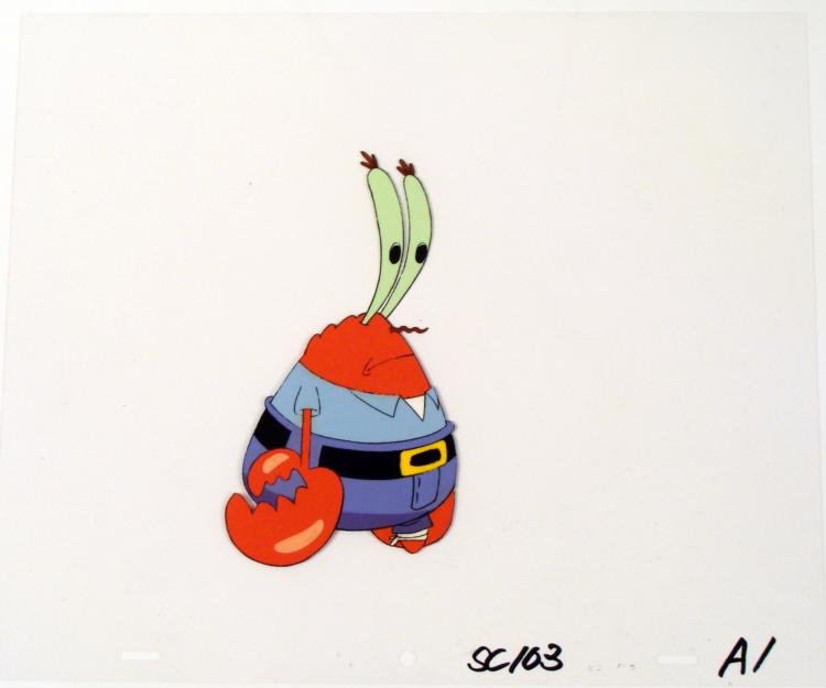 Original Feeling Down Cel Art Spongebob Animation: This original animation cel is from the Nickelodeon TV show SpongeBob Squarepants. The story takes place under the deep blue sea in Bikini Bottom, where SpongeBob resides. Sp