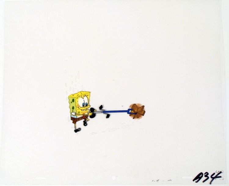 Spongebob Cel Animation Original New Invention Art: This original animation cel is from the Nickelodeon TV show SpongeBob Squarepants. The story takes place under the deep blue sea in Bikini Bottom, where SpongeBob resides. Sp