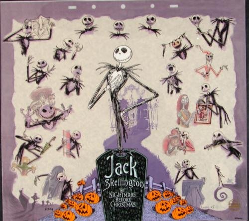 Nightmare Before Christmas, Animation Sericel Art Cel: Jack Skellington looks practically alive in this large sericel animation art from "A Nightmare Before Christmas." This art is based on model sheet drawings done for the stop motion animated film. The