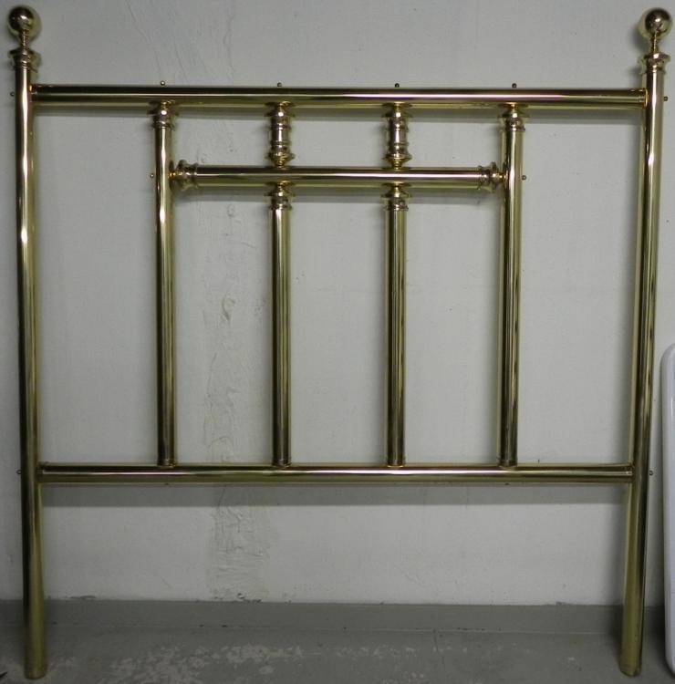 Antique Brass Queen Size Bed Frame w/Globe Finials: This is an antique queen size brass bed frame. It is all brass, which has been professionally treated to maintain the surface. A few spots will need tending to, but overall it has a vivid sheen. Globe