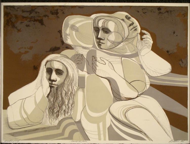 Moses De Leon Arnold Belkin Sign Art Print: This incredibly detailed image portrays God's prophet, Moses. It shows the artist's muralist approach to his forms and styles, as well as fine lines and sketches of Moses. * Artist: Arnold Belkin