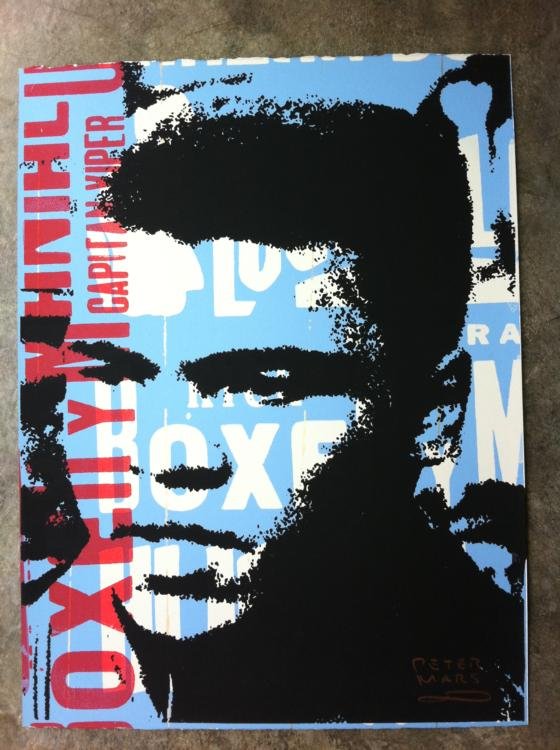 Peter Mars Orig Mixed Media Art Muhammad Ali King Clay: This is an original artwork of the legendary Muhammad Ali, and it evokes his past with the title reflecting his former name. * Artist: Peter Mars Title: King Clay Medium: Mixed Media on paperSiz