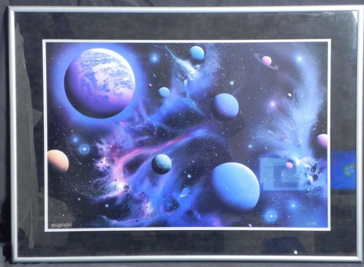 Star Trek Michael David Ward Signed Print Ltd, Frmd: This nebulous scene is a serene and peaceful one, full of depth and wonder. * * Artist: Michael David Ward * Signature: By the artist in gold paint pen, lower left * Title: Earth Shroud * Medium Chrom