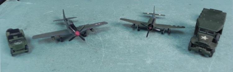 4 VINTAGE US DIECAST US MILITARYTANKS & PLANES-SOLIDO: 4 VINTAGE US DIECAST US MILITARYTANKS & PLANES-SOLIDO,LINTOY,PLAYART INCLUDES--SOLIDO DODGE 6X6 #242 (MADE IN FRANCE) PULLING SOLIDO UTILITY CART-(1975)-TRUCK 4 3/4X 1 3/4"------LINTOY (HONG KONG)