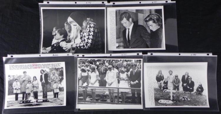 5 Original Kennedy Press Photo Mourning Robert and John: Here are 5 original press photographs showing the Kennedy family mourning both John F. Kennedy and Robert F. Kennedy. The reverse sides have stamps from Wide World Photos and United Press Internationa