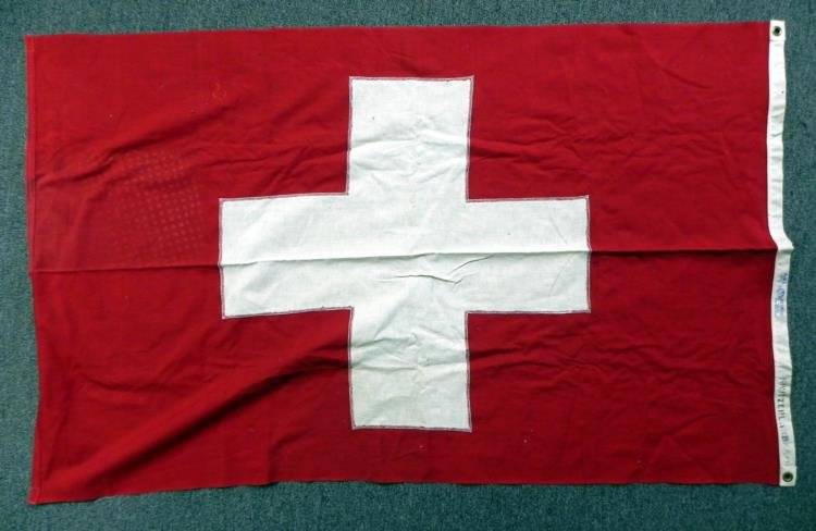 Swiss Flag Paramount Flag Company: Offered is this Swiss Flag made by the Paramount Flag Company. It is in good condition and is 3' x 5'.