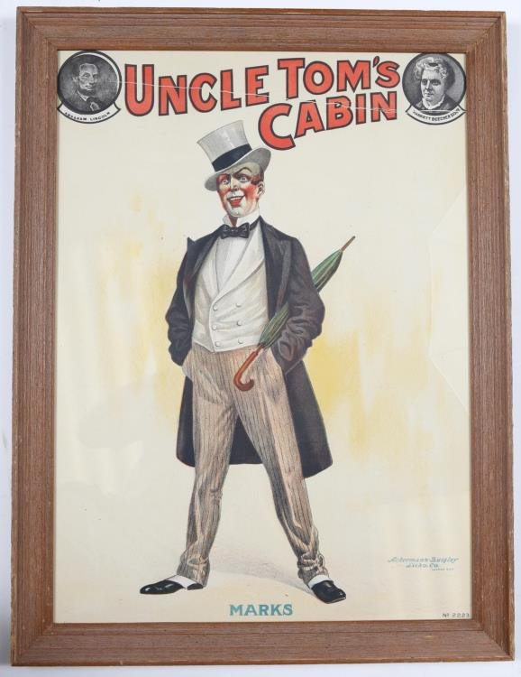 Original 1890's Uncle Tom's Cabin Lithograph Poster: Up for sale we have an original 1890'S Lithograph poster produced for roadshows of the famous Harriet Beecher Stowe's "Uncle Tom's Cabin" play. These lithographed posters are quite beautif