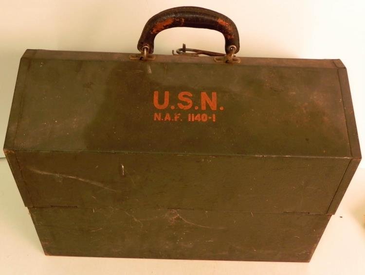 Official USN WWII Tool Box: Offered is this official USN WWII Tool Box. It measures 18" x 13" x 10".