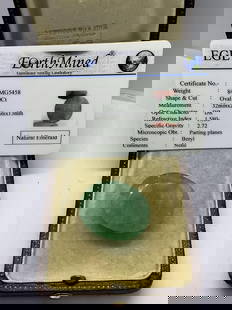 EGL 84.00ct EMERALD GEMSTONE  PLEASE NOTE:  WE ARE UNABLE TO CHECK THE DETAILS FROM EGL, THEREF: EGL 84.00ct EMERALD GEMSTONE PLEASE NOTE:&nbsp; WE ARE UNABLE TO CHECK THE DETAILS FROM EGL, THEREFORE WE ENCOURAGE YOU TO VIEW BEFORE BIDDING TO SATISFY YOURSELF OF THE CARD DETAILS