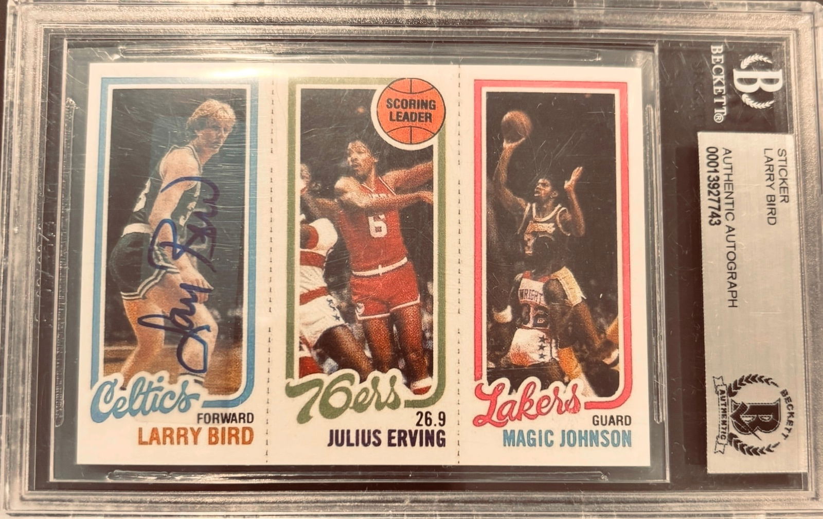 1980-81 Topps Larry Bird, Magic Johnson, Julius Erving: Larry Bird Autograph