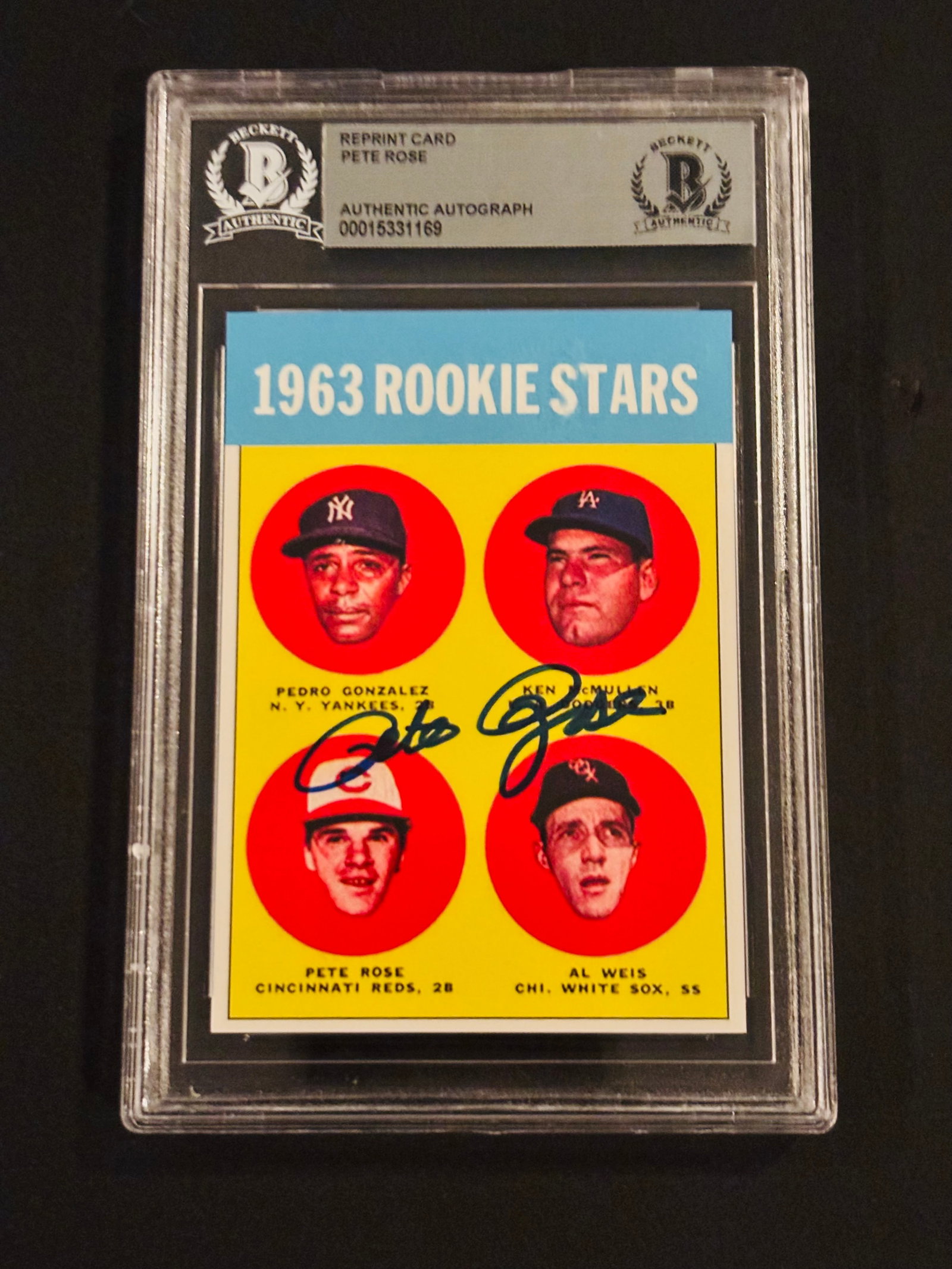 1963 Rookie Stars Pete Rose Reprint Beckett Certified Authentic Auto (1 of 2)