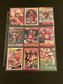 Joe Montana Binder (22 Cards)+ In the Huddle w/ Steve Young Book+1995 Upper Deck's Official 45 Card