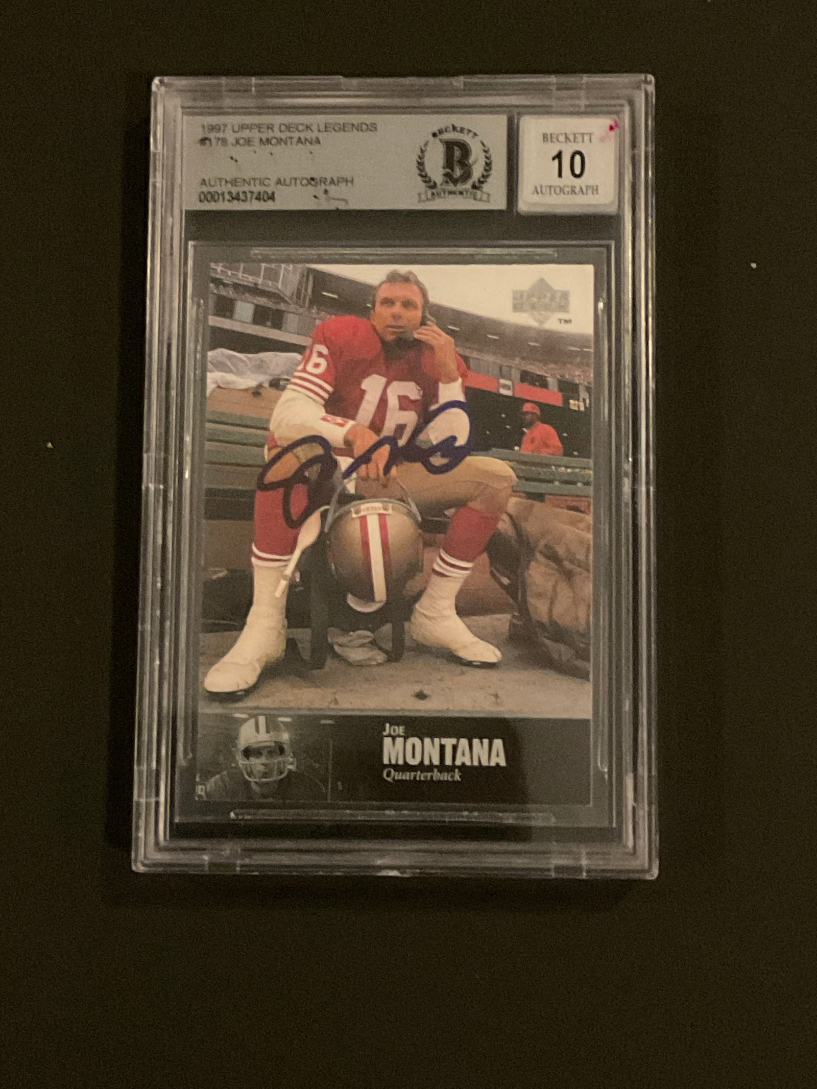 1997 Upper Deck Legends Joe Montana #178 Beckett Authentic Autograph (1 of 2)