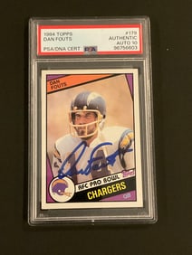 1984 Topps Dan Fouts #179 Authentic Auto 10
