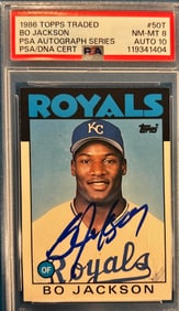 1986 Topps Traded Bo Jackson #50T - PSA 8 NRMT - PSA/DNA Auto 10