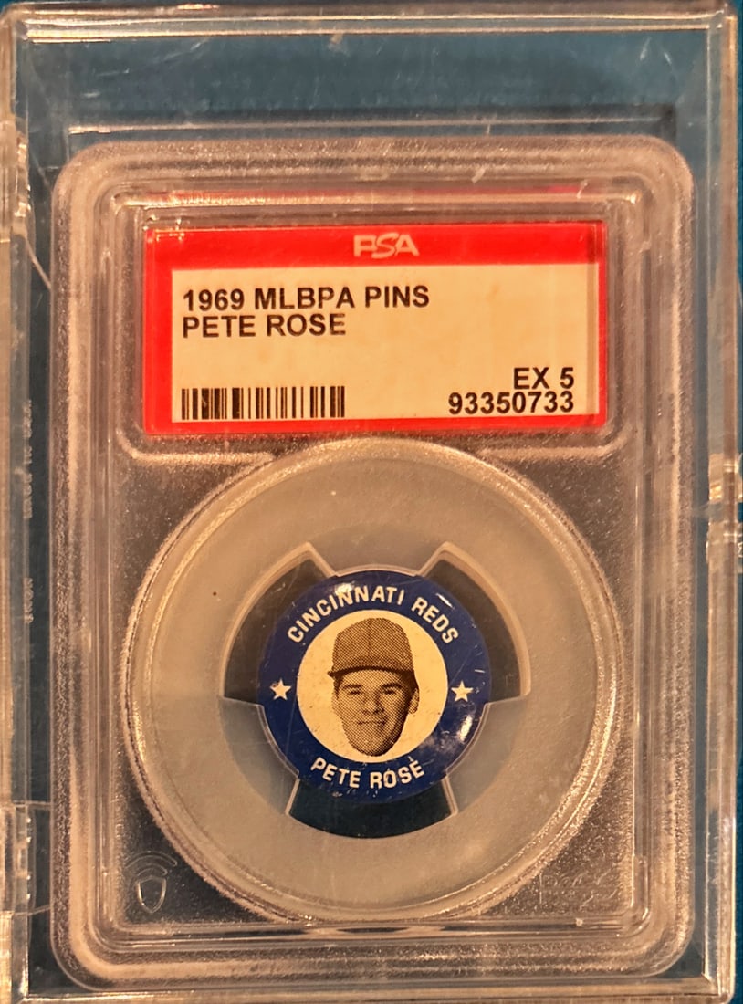 1969 MLBPA Pete Rose Pin - PSA EX 5 - Cincinnati Reds (1 of 2)