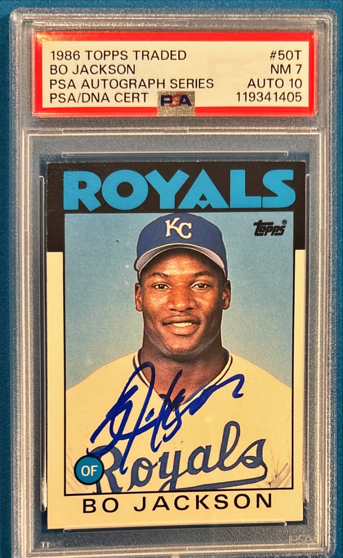 1986 Topps Traded Bo Jackson #50T - PSA 7 NM - PSA/DNA Auto 10 (1 of 2)