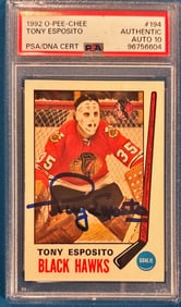 1992 O-Pee-Chee Tony Esposito #194 - PSA Authentic - PSA/DNA Auto 10