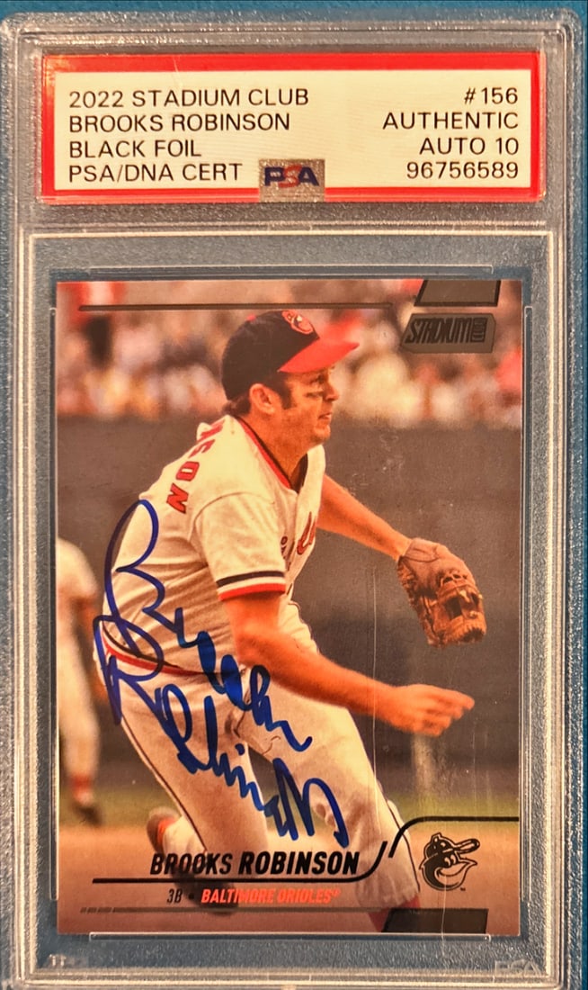2022 Stadium Club Brooks Robinson #156 Black Foil - PSA Authentic - PSA/DNA Auto 10 (1 of 2)