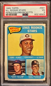 1965 Topps N.L. Rookie Stars #581 (Perez/Collins/Ricketts) – PSA 3