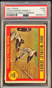 1961 Topps World Series Game 2 #307 (Mantle Slams 2 Homers) – PSA 5