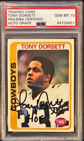 1978 Topps Tony Dorsett #315 – PSA/DNA Auto GEM MT 10