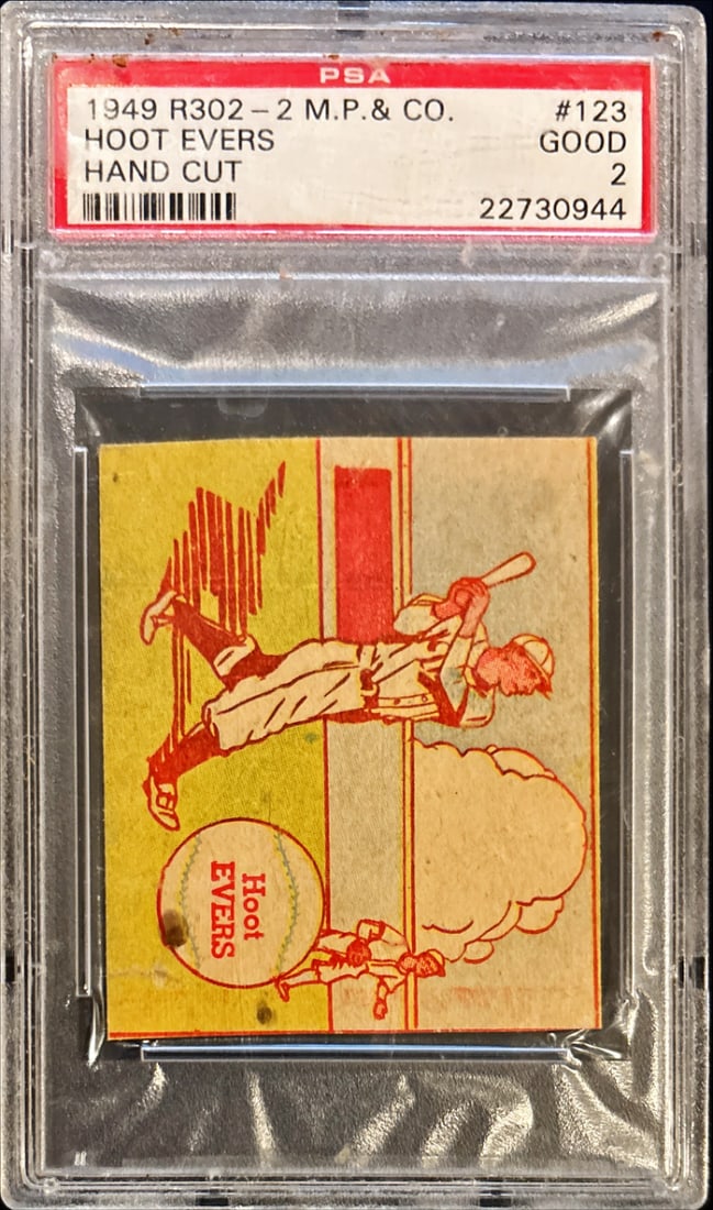 1949 R302-2 M.P. & Co. Hoot Evers – PSA 2 (Hand Cut) (1 of 2)