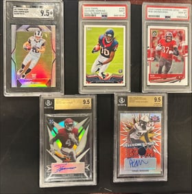 Lot of 5 Graded Football Cards – Kupp / Hopkins / Gronkowski / Sermon / Mukuamu