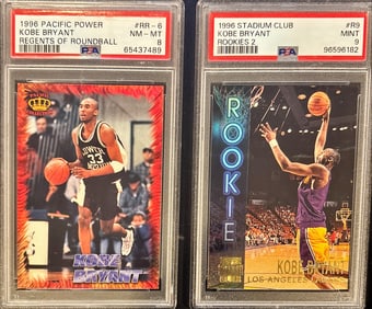 Lot of 2 Kobe Bryant Rookie-Era Cards – PSA 8 & PSA 9