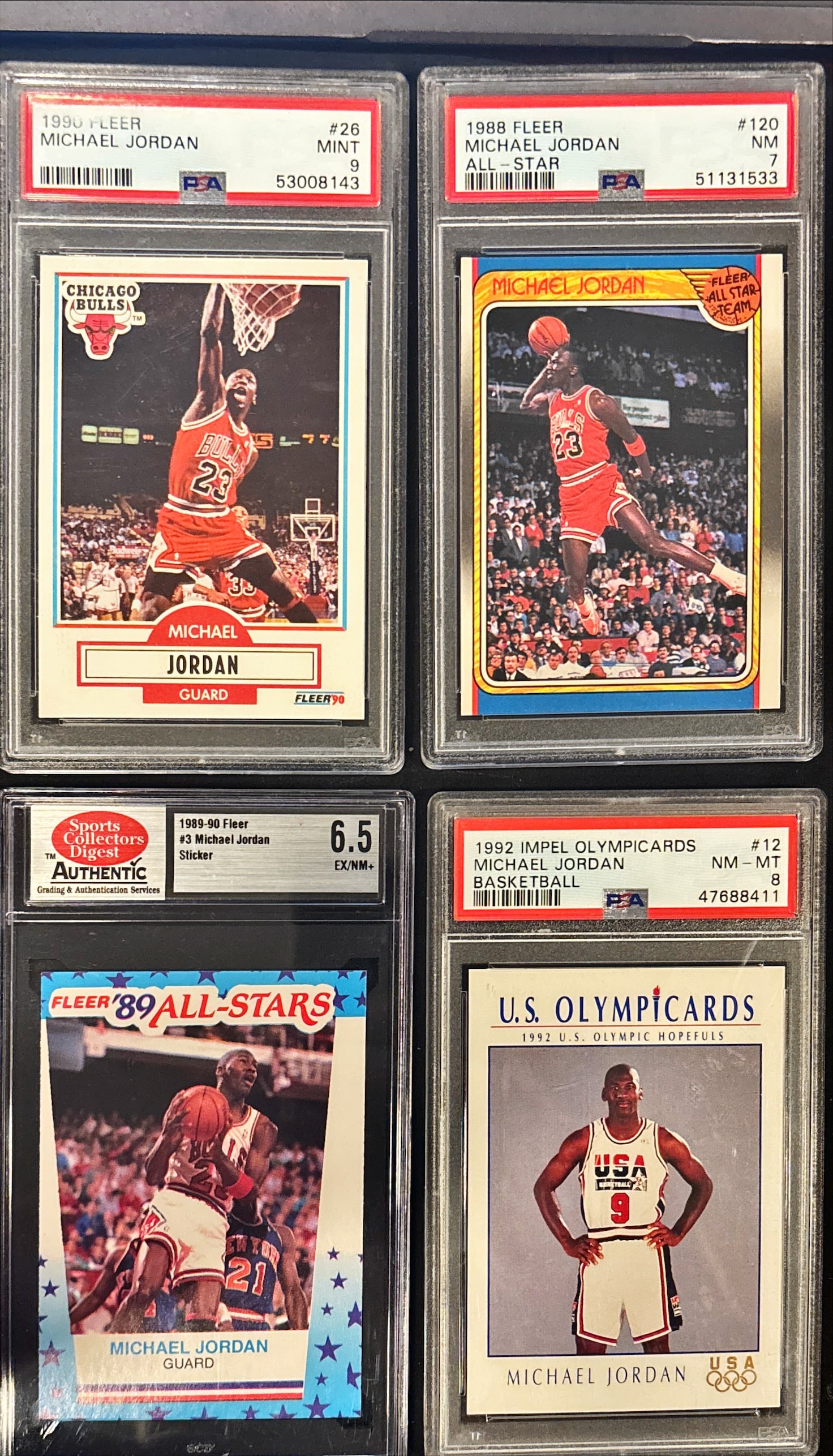 Lot of 4 Michael Jordan Graded Cards – Fleer / All-Star / Olympic (1 of 2)
