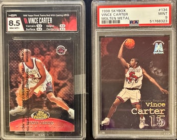 Lot of 2 Vince Carter Graded Cards – HGA 8.5 & PSA 9
