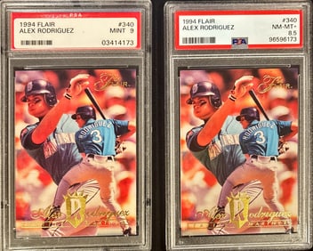 Lot of 2 Alex Rodriguez 1994 Flair Rookie Cards – PSA 9 & PSA 8.5