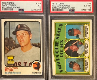 Lot of 2 Carlton Fisk Cards – 1973 PSA 5 & 1972 Rookie Stars PSA 6