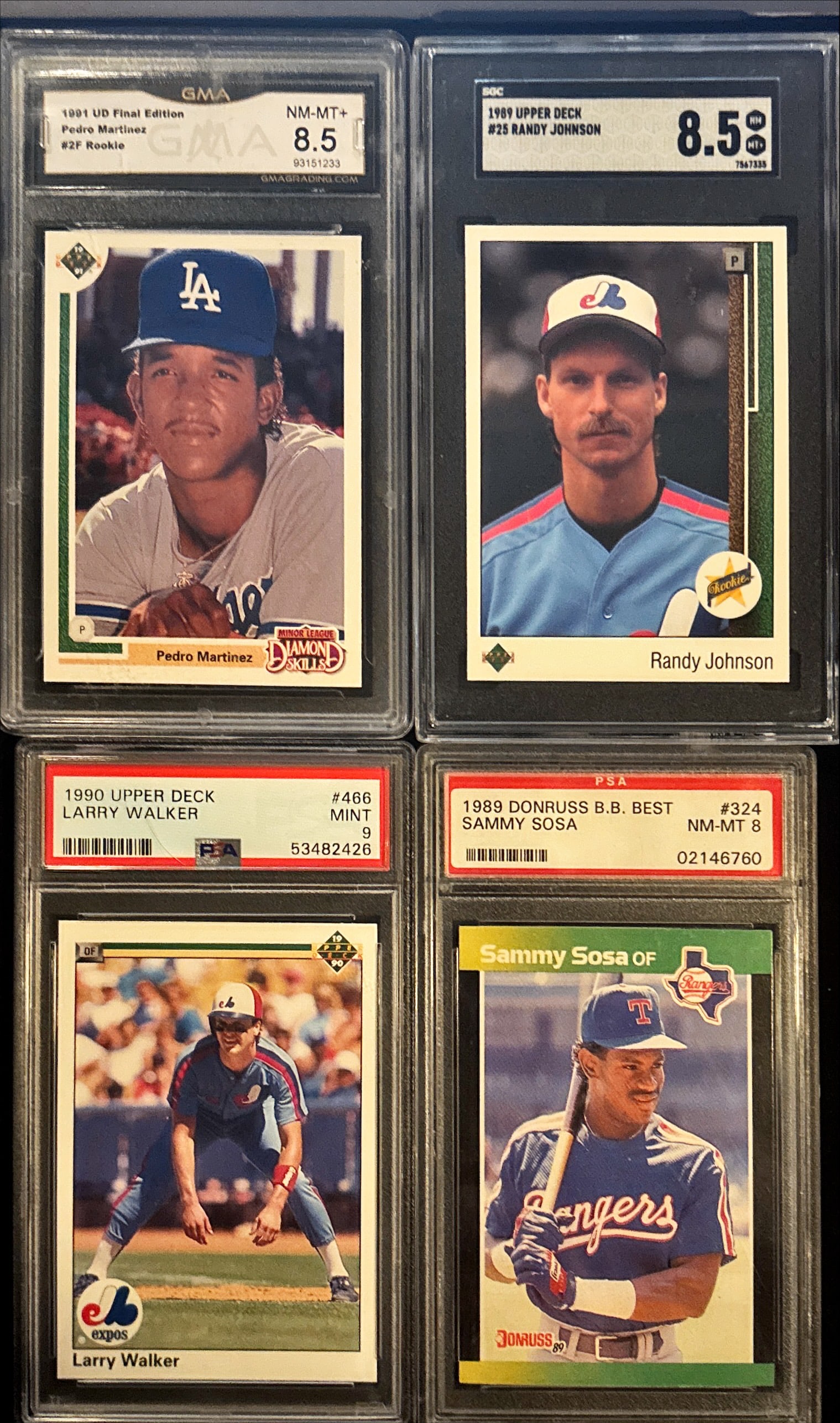 Lot of 4 – Pedro Martinez / Randy Johnson / Larry Walker / Sammy Sosa (1 of 2)