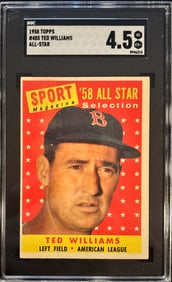 1958 Topps Ted Williams #485 All-Star – SGC 4.5