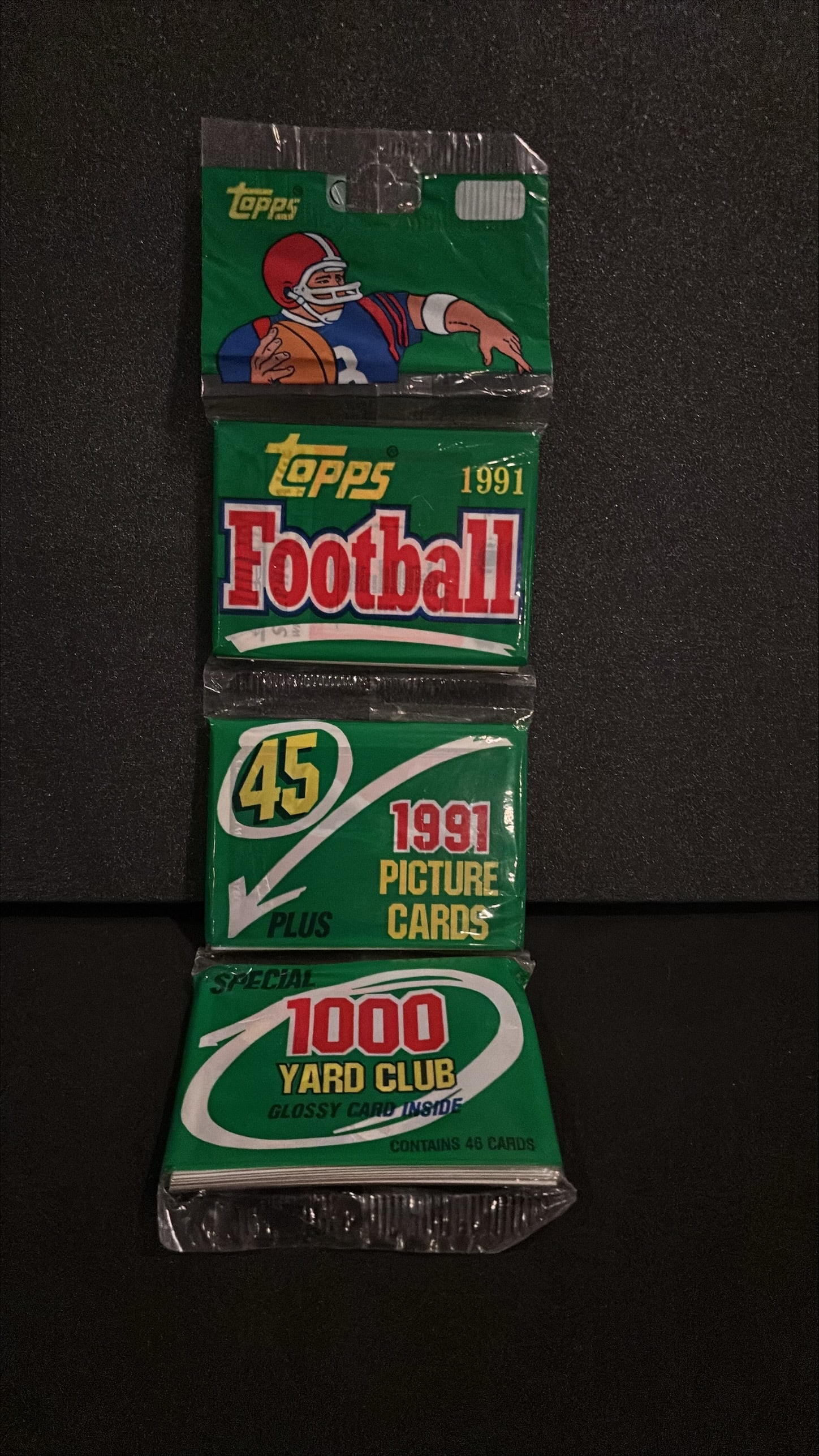 1991 Topps Football Factory Sealed Pack – 46 Cards + "1000 Yard Club" Insert (1 of 2)